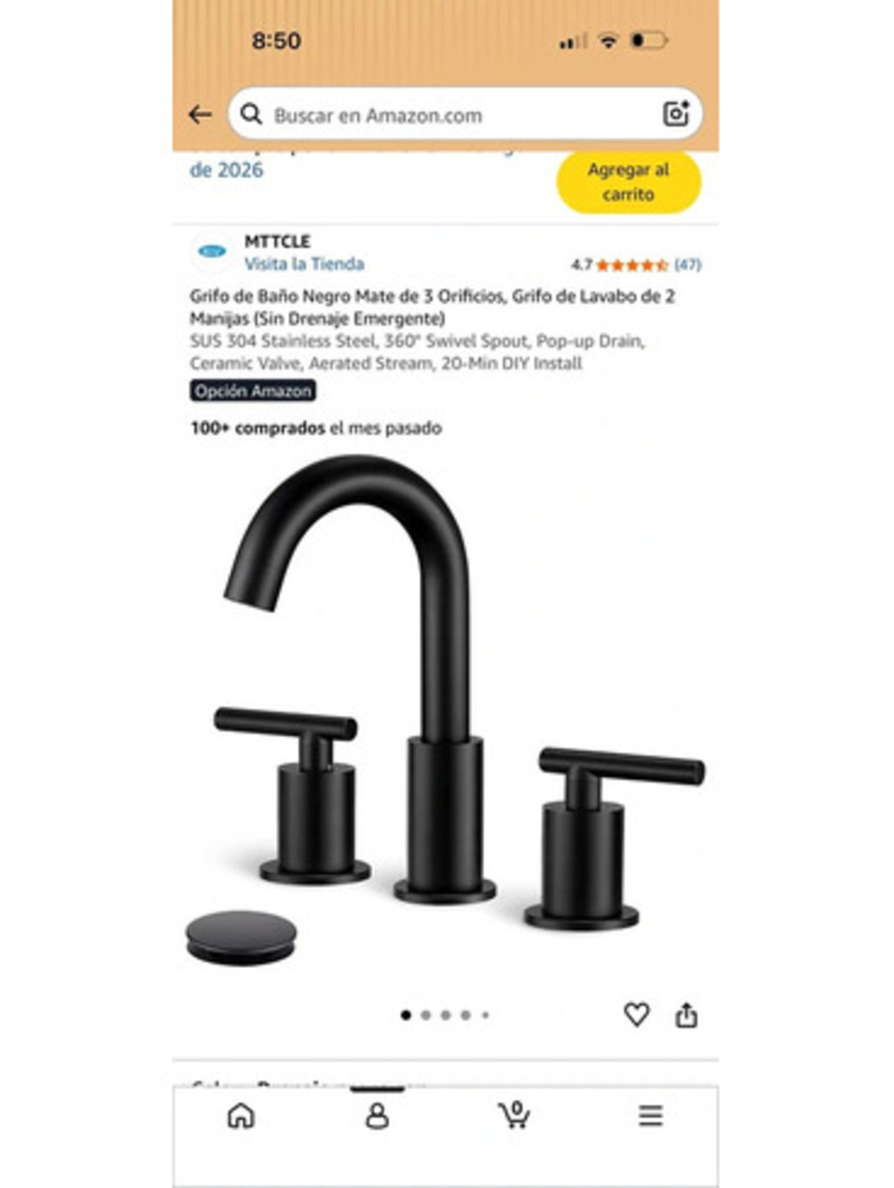 Grifo de baño MTTCLE color negro mate - grifería de 3 piezas